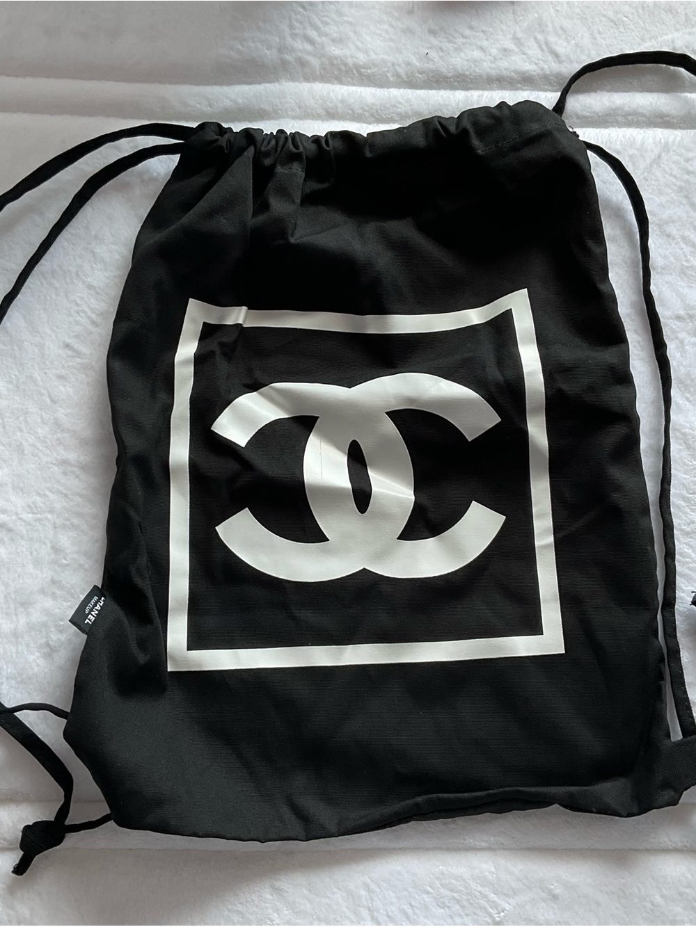 Chanel Beaute GWP Black Drawstring Logo Backpack